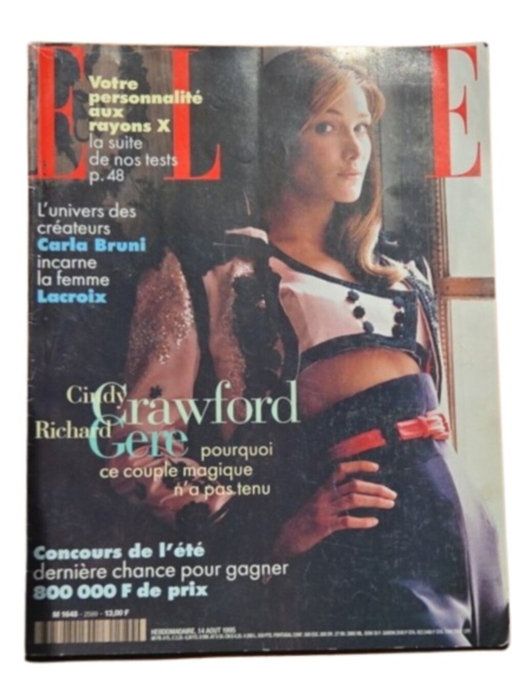 VTG 1995 French ELLE Fashion Magazine Aug 1995 Carla Bruni Cover 90s Fashion